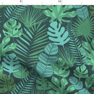 Tropical Botanical Fabric - Tropical Plantation By Kostolom3000 - Tropical Leaves Ferns Palms Cotton Fabric By The Yard With Spoonflower