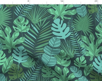 Tropical Botanical Fabric - Tropical Plantation By Kostolom3000 - Tropical Leaves Ferns Palms Cotton Fabric By The Yard With Spoonflower