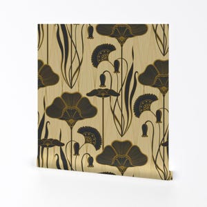 Twenties Floral Removable Peel and Stick Wallpaper - Glam Neutral Luxurious Art Deco 1920s - Wall Art Wall Decor - Jumbo Deco by kirstudio