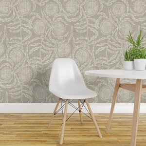 Carta da parati adesiva vintage con motivo floreale - Effetto lino naturale rustico neutro - Decorazione murale rimovibile - Senna Light di holli_zollinger
