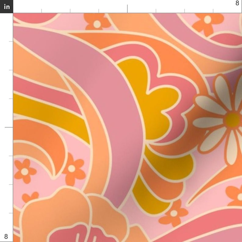 Colorful Fabric - Retro Dream by purerelaxation - Summer Boho Retro Flower Daisy Groovy Vintage 70s 60s Fabric by the Yard by Spoonflower image 3