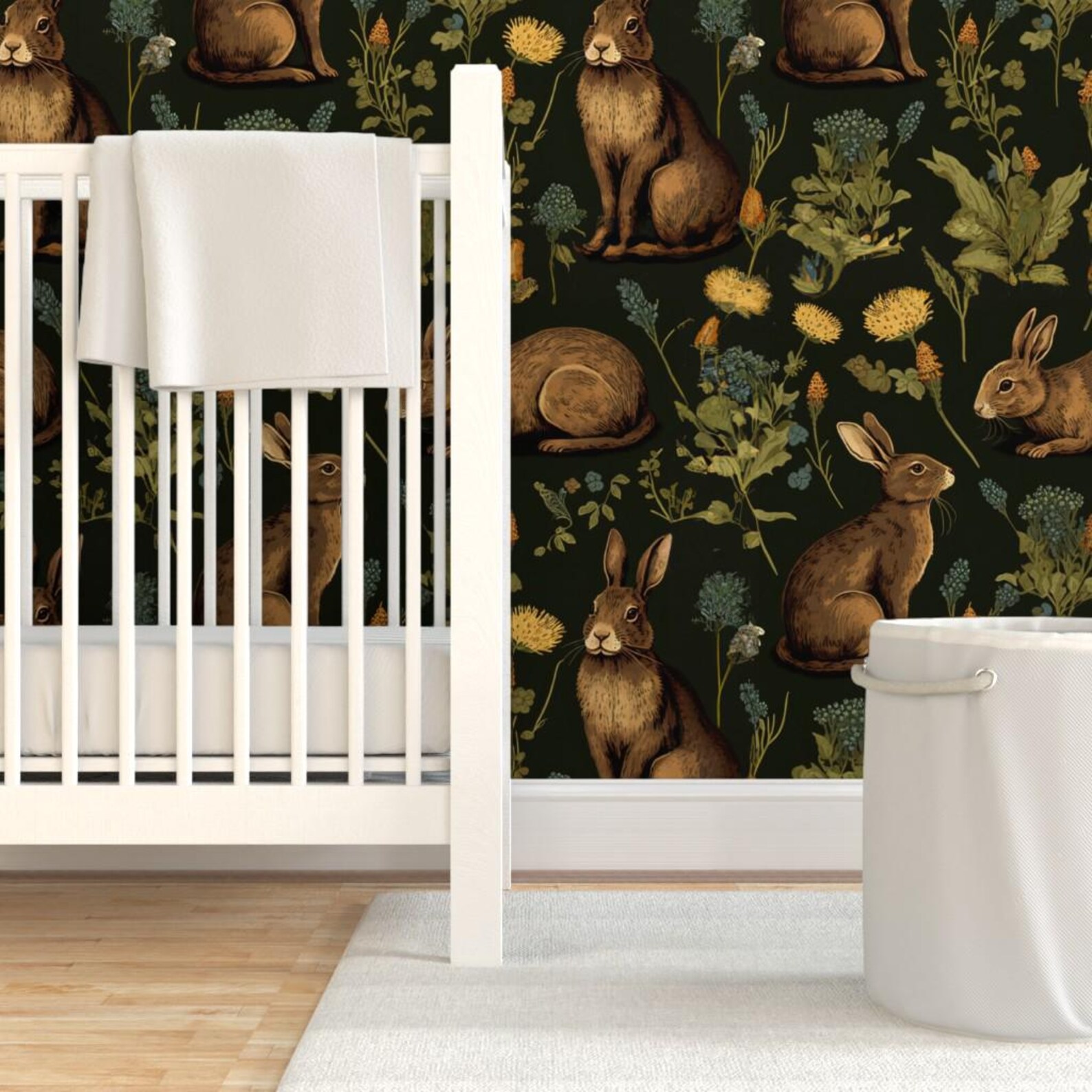 Medieval Rabbit Removable Peel and Stick Wallpaper - Woodland Bunny ...
