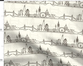 London Skyline Fabric - London Skyline (Smaller Scale) By Hazel Fisher Creations - London Icons Cotton Fabric By The Yard With Spoonflower