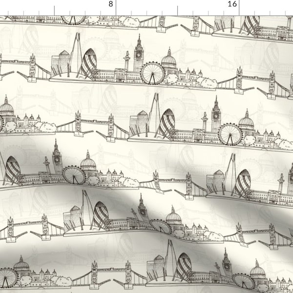 London Skyline Fabric - London Skyline (Smaller Scale) By Hazel Fisher Creations - London Icons Cotton Fabric By The Yard With Spoonflower