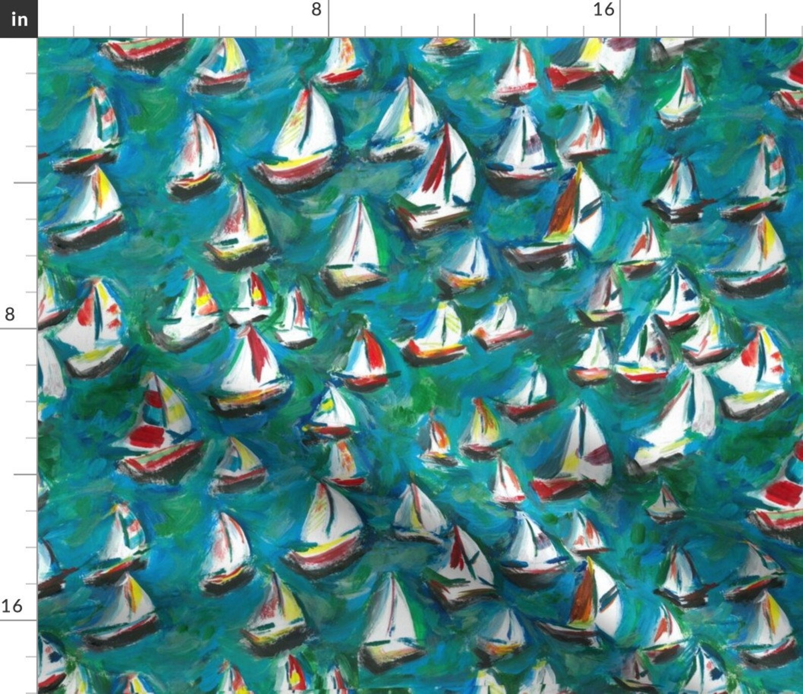 Painted Ship Fabric Painted Sailing Boat Harbour by Colour Etsy