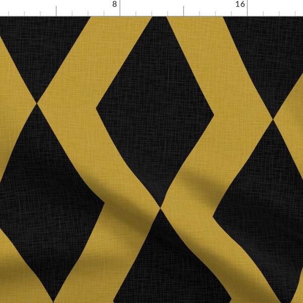 Argyle Fabric - Diamond Geek 3 By Maja Studio - Argyle Diamond Geometric Yellow Black Bold Simple Cotton Fabric By The Yard With Spoonflower