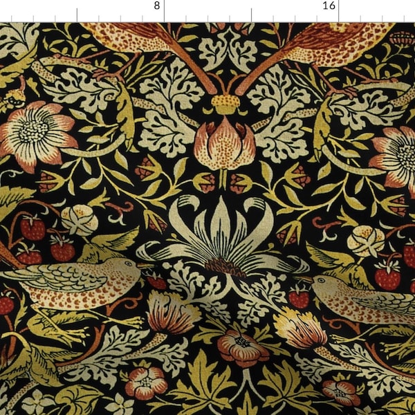 William Morris Fabric - Strawberry Thief by peacoquettedesigns - Traditional Victorian Woven Look Fabric by the Yard by Spoonflower