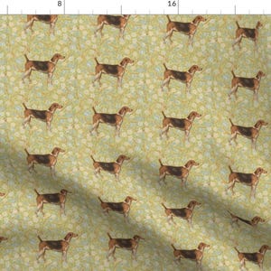 Vintage Inspired Floral Dog Hound Fabric - Morris X27 Hound By Ragan - Hound Cotton Fabric By The Yard With Spoonflower