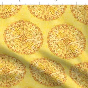 Mandala Fabric - Mandy By Pla Art Design - Mandala Sunshine Yellow Bright Summer Moroccan Ethnic Cotton Fabric By The Yard With Spoonflower