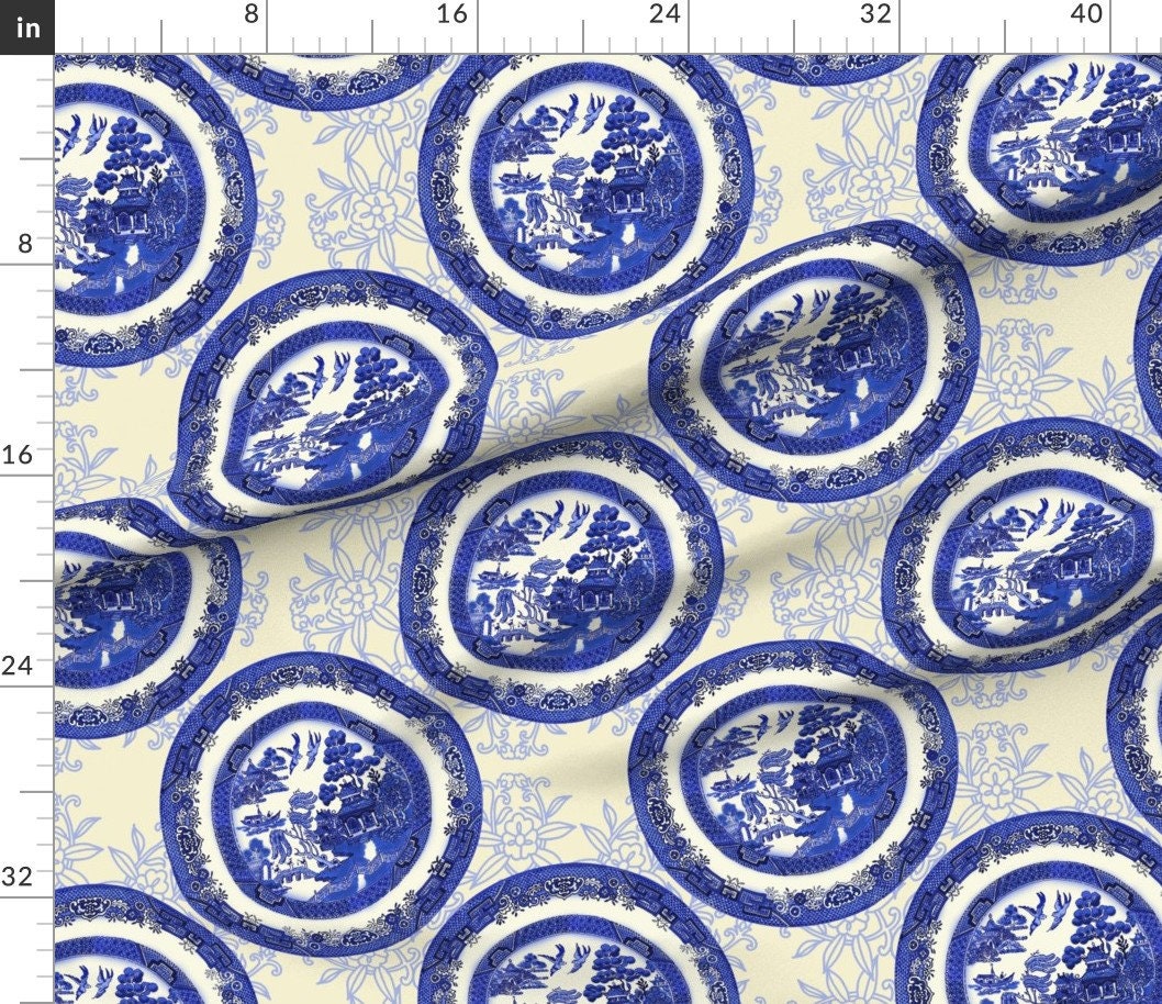 Blue Willow Fabric Blue Willow Vintage by Honoluludesign | Etsy