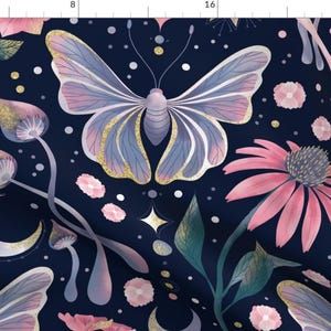 Whimsical Butterfly Fabric - Witch Dreams by marketa_stengl - Gothic Witch Dreams Mushrooms Mystic Fabric by the Yard by Spoonflower image 1