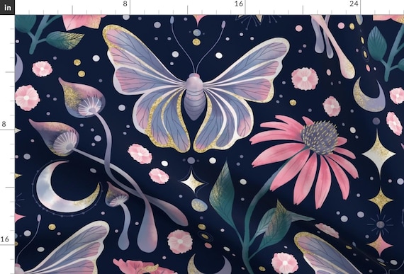 Whimsical Butterfly Fabric - Witch Dreams by marketa_stengl - Gothic Witch Dreams Mushrooms Mystic Fabric by the Yard by Spoonflower
