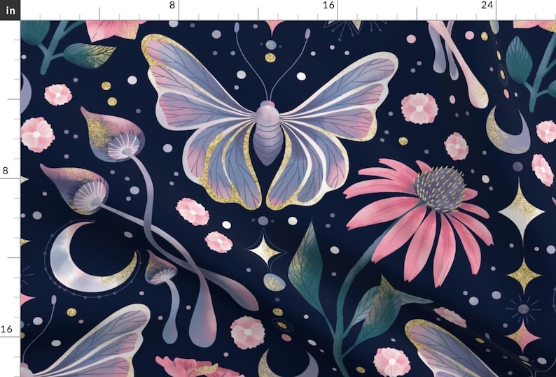 Whimsical Butterfly Fabric - Witch Dreams by marketa_stengl - Gothic Witch Dreams Mushrooms Mystic Fabric by the Yard by Spoonflower image 1