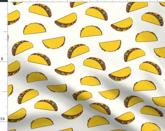 Tacos Fabric - Tacos On Cream By Littlearrowdesign - Taco On White Food Print Mexican Food Cotton Fabric By The Yard With Spoonflower