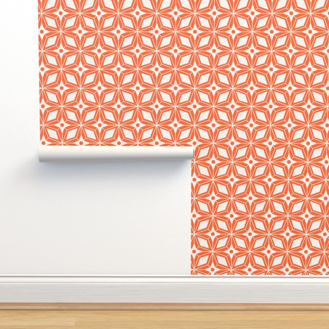 Mid Century Modern Wallpaper Starburst Orange by - Etsy