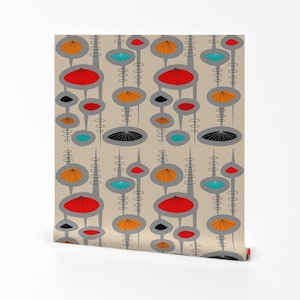 Atomic Era Wallpaper - Atomic Age By Hot4tees Bg@Yahoo Com - Retro Custom Printed Removable Self Adhesive Wallpaper Roll by Spoonflower