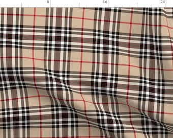 Classic Beige Plaid Fabric - Southdown Tartan by weavingmajor - Tan Tartan Southdown Scottish Stripe Fabric by the Yard by Spoonflower