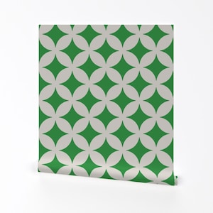 Green Diamond Wallpaper - Green Diamonds By Holli Zollinger - Diamond Custom Printed Removable Self Adhesive Wallpaper Roll by Spoonflower