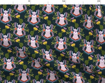 Llama Love Fabric - Lovely Llama By Lapetitelecour - Llamas Alpaca Animal Bust Floral Cactus Cute Cotton Fabric By The Yard With Spoonflower