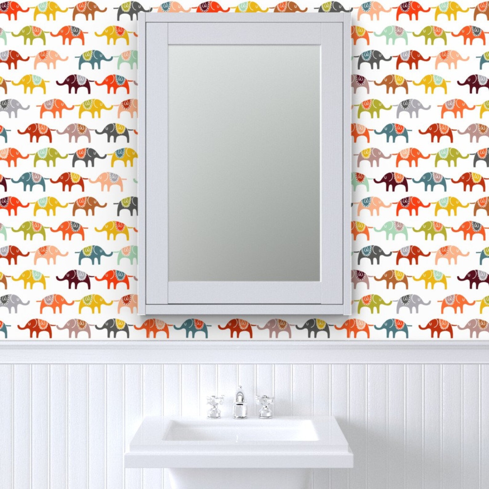 Colorful Modern Nursery Wallpaper Elephant March by Endemic Etsy