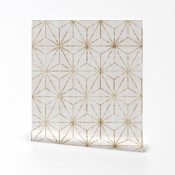 Gold Wallpaper - Gold Star By Crystal Walen - Gold Geometric Star Custom Printed Removable Self Adhesive Wallpaper Roll by Spoonflower