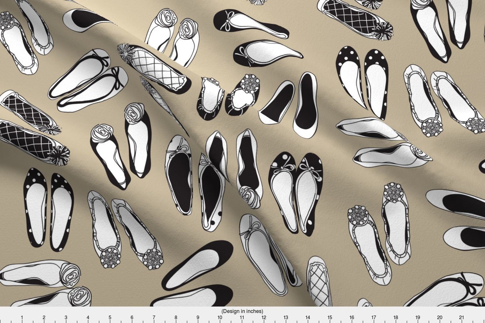 shoes fabric - ballet flats gray by winksmile - ballet flat fashion home decor cotton fabric by the yard with spoonflower