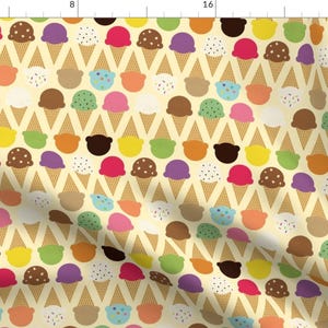 Ice Cream Fabric - Ice Cream Dream By Jenimp- Yellow Summer Sweet Desserts Ice Cream Cone Novelty Cotton Fabric By The Yard With Spoonflower