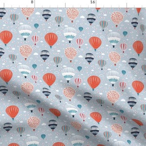 Hot Air Balloons Fabric - Love Is In The Air By Agathests - Valentine Balloons Flying Blue Cotton Fabric By The Yard With Spoonflower