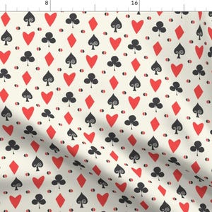 Playing Cards Suits Fabric - Cards // Suits Spade Alice In Wonderland Coordinate Fabric Pattern Print Diamond Clover By Andrea Lauren