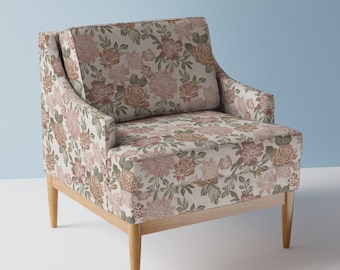 Traditioneller Blumenbezugsstoff - Englischer Garten von apostrofodesign - Boho Rosa und Grüner Stoff Meterware mit Löffelblume