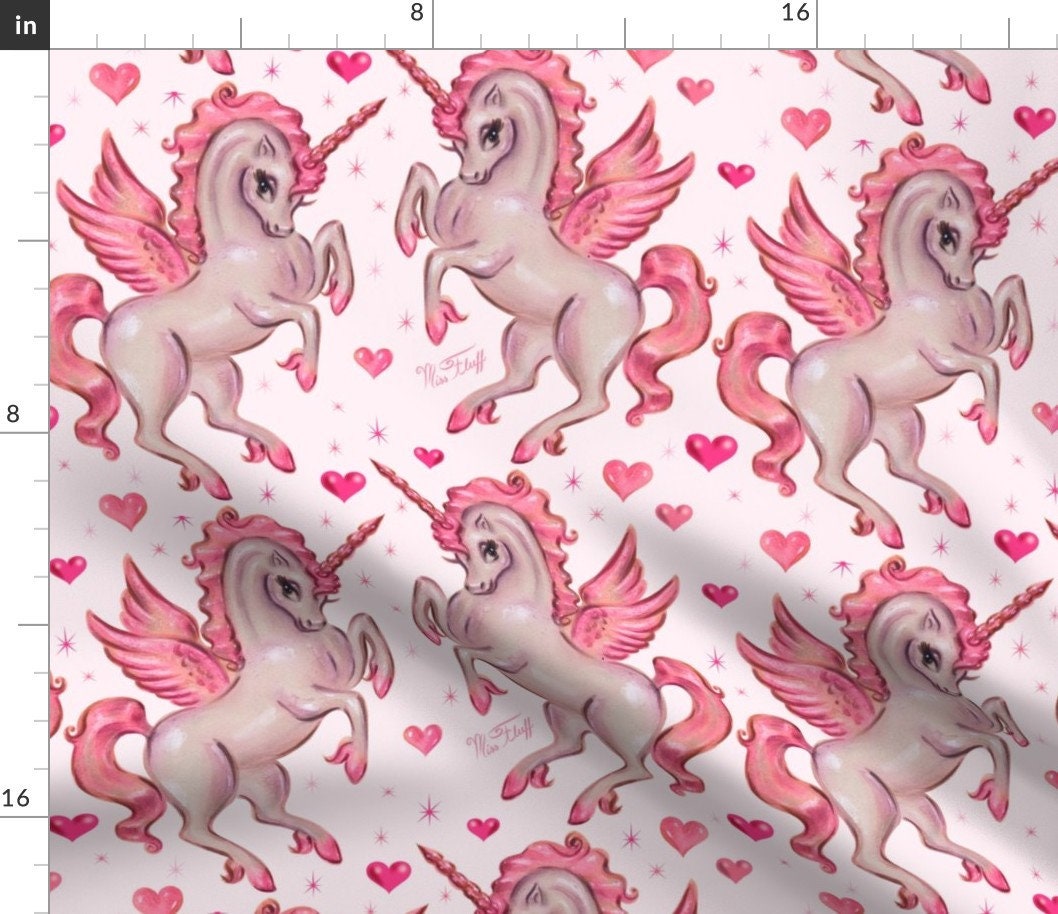 Unicorns Fabric Medium By Miss Fluff Unicorns Pink Black Fantasy Cotton Fabric By The Yard With Spoonflower Unicorn Pegasus On Black