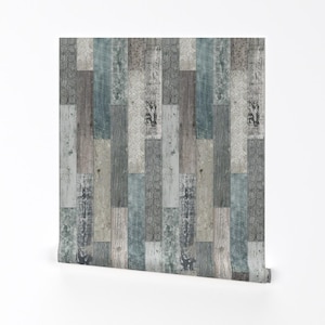 Wood Plank Wallpaper - Vintage Wood Random By Delinda Graphic Studio - Custom Printed Removable Self Adhesive Wallpaper Roll by Spoonflower