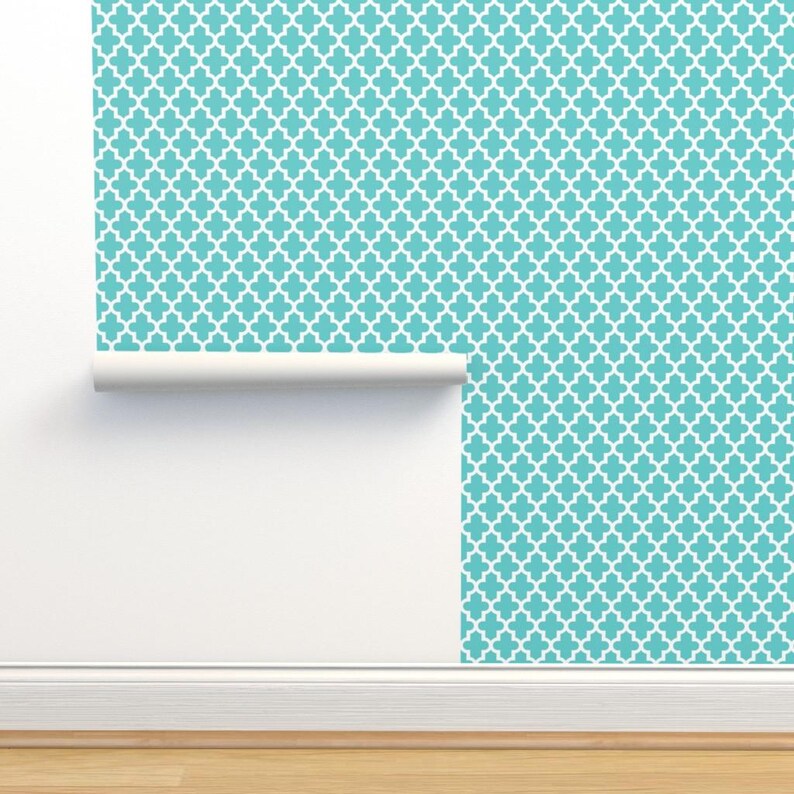 Papel tapiz de cuatro hojas - Turquesa marroquí de Sweetzoeshop - Decoración moderna para el hogar Ropa de cama Ropa de tela de algodón cortada a medida con Spoonflower imagen 4