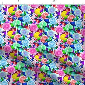 Candy Fabric - Candy Lollipops Swirls Boiled Sweets Treat Food Fabric Snacks Sugar By Mystikel - Cotton Fabric By The Yard With Spoonflower