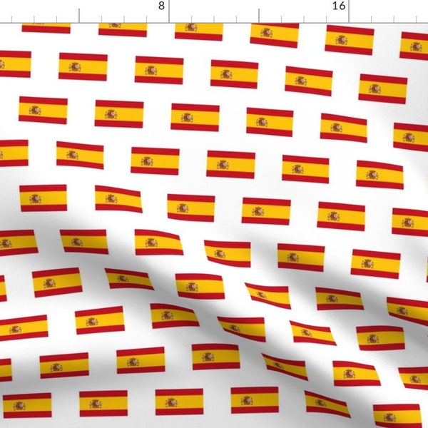 Spain Fabric - Spanish Flag // Small By Thinlinetextiles - Spain Flags Nationality Pride Cotton Fabric By The Yard With Spoonflower