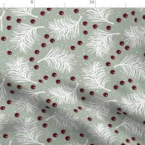 Sprigs + Berries Fabric - Elegant Holiday By Malibu Creative - Christmas Evergreen Berry Winter Cotton Fabric By The Yard With Spoonflower