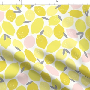 Yellow and Pink Lemons Fabric - Pink Lemonade By Shelbyallison - Summer Citrus Fruit Lemons Cotton Fabric By The Yard With Spoonflower