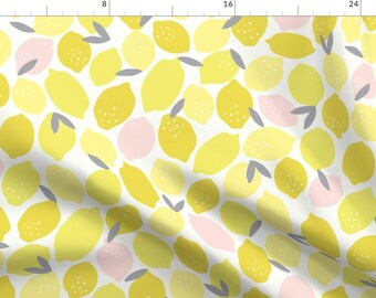 Yellow and Pink Lemons Fabric - Pink Lemonade By Shelbyallison - Summer Citrus Fruit Lemons Cotton Fabric By The Yard With Spoonflower