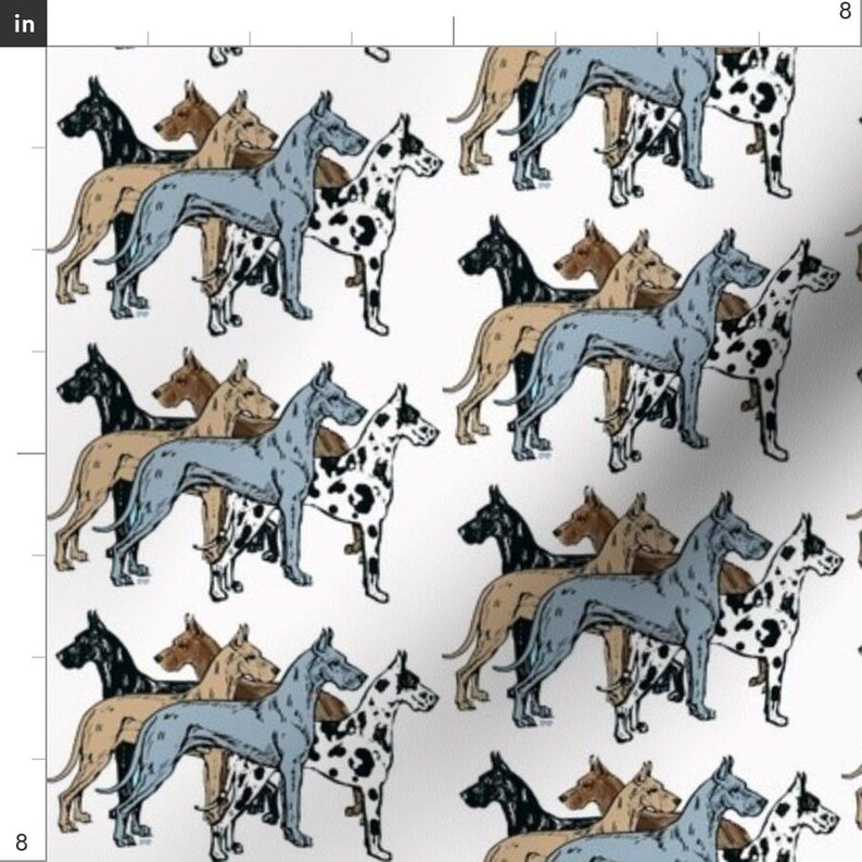 Great Dane Fabric Great Dane Colors on White Background Etsy