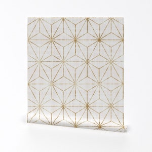 Gold Wallpaper - Gold Star By Crystal Walen - Gold Geometric Star Custom Printed Removable Self Adhesive Wallpaper Roll by Spoonflower
