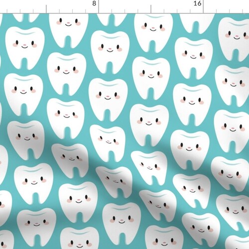 Kawaii Dentist Dental Tooth Fabric Cute Little Molar Teeth Etsy