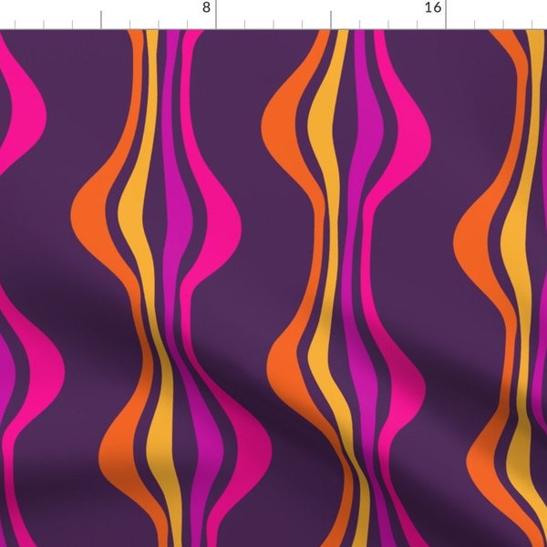 Groovy 1970s Fabric - Grape Expectations by delfuneum - Hot Pink Bright Colors Retro Seventies Dark Purple Fabric by the Yard by Spoonflower