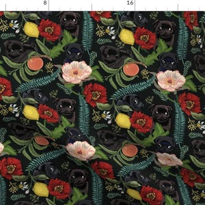 Botanical And Black Pug T- Shirt By Huebucket Botanical And Black Pug T- Shirt By Huebucket