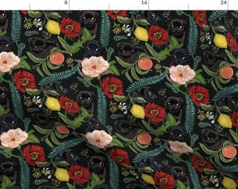 Botanical And Black Pug T- Shirt By Huebucket Botanical And Black Pug T- Shirt By Huebucket