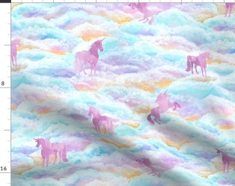 Whimsical Watercolor Unicorns Fabric - Unicorns By Byre Wilde - Rainbow Kids Fantasy Animal Horse Cotton Fabric by the Yard with Spoonflower