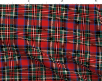 Red Plaid Fabric - Stuart Stewart Tartan Plaid By Laurawrightstudio - Scottish Plaid Cotton Fabric By The Yard With Spoonflower