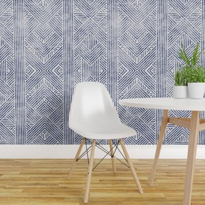 Blue Geometric Wallpaper Wax Line Geo by holli_zollinger Line Geometric Diamond Removable Peel and Stick Wallpaper by Spoonflower image 3