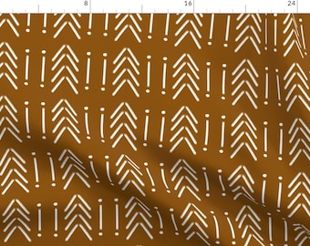 Mud Cloth Fabric - Copper Mudcloth By Wilderandbean - Brown White Tribal Home Decor Bohemian Cotton Fabric By The Yard With Spoonflower