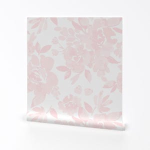 Soft Blush Floral Removable Peel and Stick Wallpaper - Pink Botanical Garden Bloom - Wall Art Wall Decor - Pretty Peonies by indybloomdesign