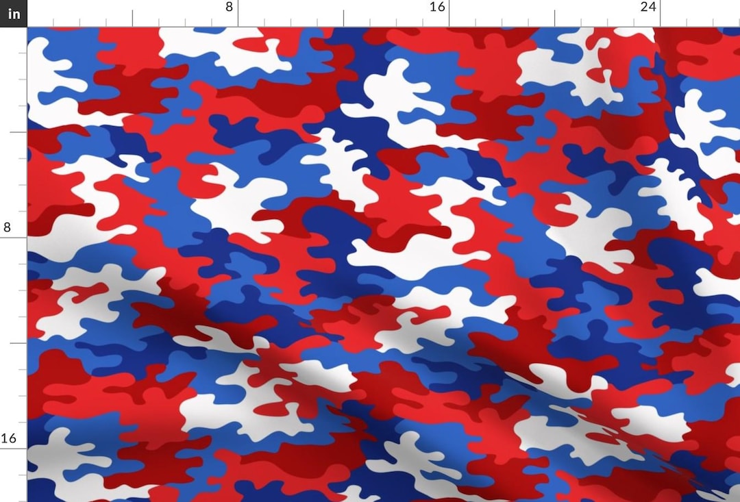 Red White and Blue Camo Fabric - Patriotic USA Camo 4th of July by ...